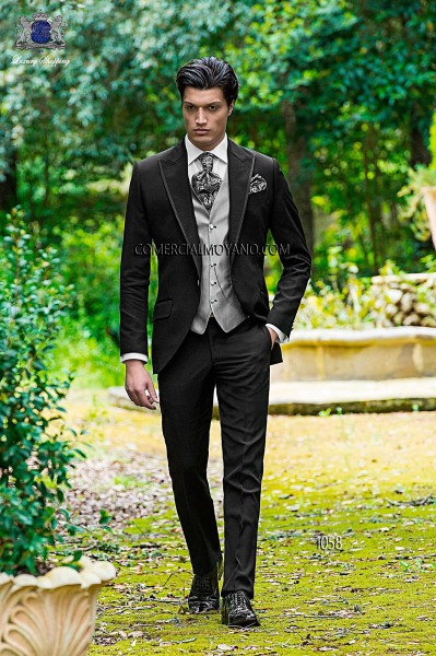 Italian black groom suit