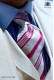 Fuxia trendy striped tie and hankerchief