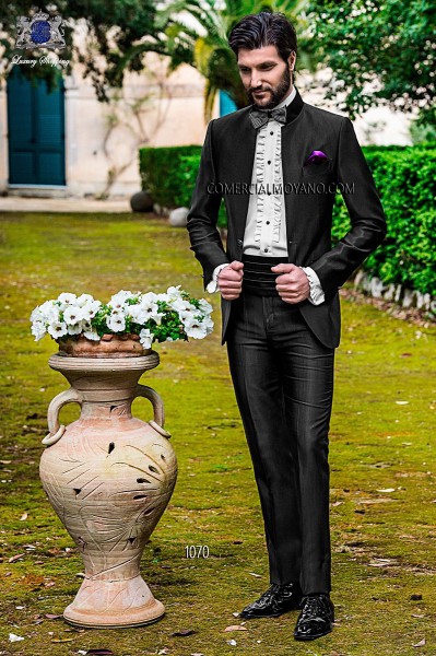 Italian fashion black men wedding suit style 1070 Mario Moyano