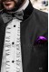 Italian black mao collar groom suit