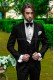 Italian black three pieces groom suit