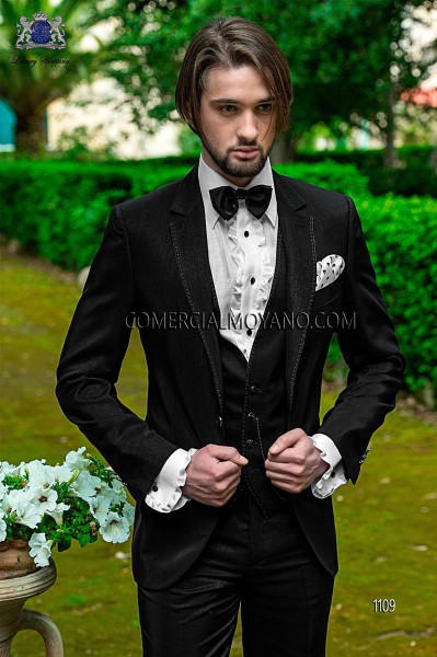 Traje de novio italiano de moda negro, modelo 1109 colección Fashion Mario Moyano