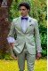 Gray linen italian bespoke fashion suit