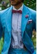 Light blue shantung italian bespoke fashion suit