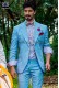 Light blue cotton-linen italian bespoke fashion suit