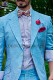 Light blue cotton-linen italian bespoke fashion suit