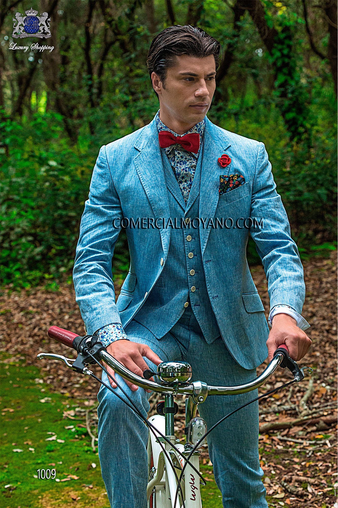 Hipster light blue men wedding suit model 1009 Mario Moyano