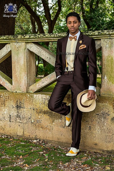 Hipster brown men wedding suit style 1012 Mario Moyano