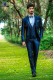 Blue shantung italian fashion three-piece suit