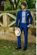 Royal blue silk shantung three-piece suit