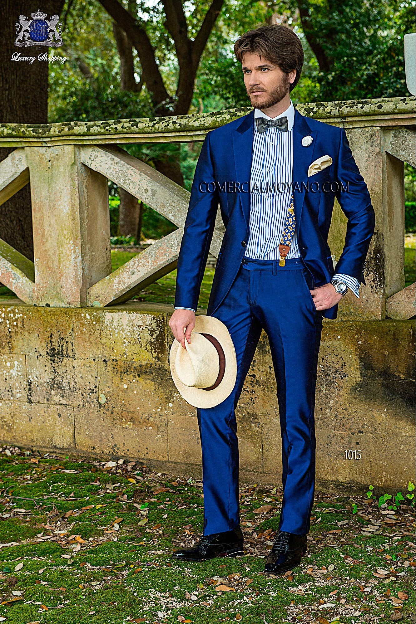 Hipster royal blue men wedding suit model 1015 Mario Moyano