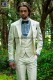 White silk shantung fashion men three-piece suit