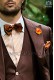 Brown silk shantung fashion men three-piece suit