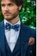 Blue silk shantung italian fashion three-piece suit
