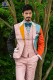 Pink/sky blue linen patchwork fashion jacket