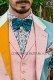 Pink/sky blue linen patchwork fashion jacket