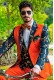 Orange satin-cotton patchwork fashion men suit