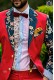 Red satin-cotton patchwork fashion men suit