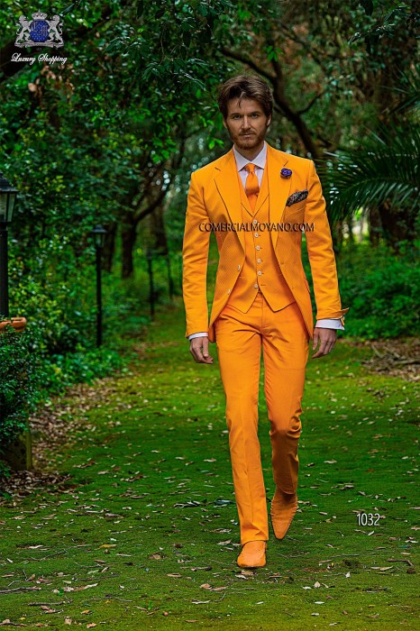 Orange cotton pique fashion three-piece suit