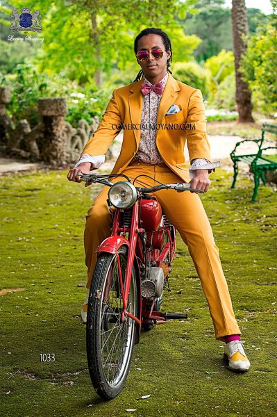 Hipster golden men wedding suit style 1033 Mario Moyano