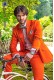 Orange cotton satin fashion men suit