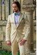 Beige cotton satin groom fashion frock coat
