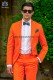 Orange cotton satin groom fashion frock coat