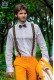 Orange cotton pique fashion three-piece suit