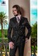 Zweireiher Bräutigam Anzug, schwarzen Nadelstreifen, aus Wollmischung 1161 Mario Moyano