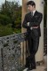 Elegant bespoke black groom suit with modern slim fit model 1167 Mario Moyano