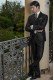 Elegant bespoke black groom suit with modern slim fit model 1167 Mario Moyano