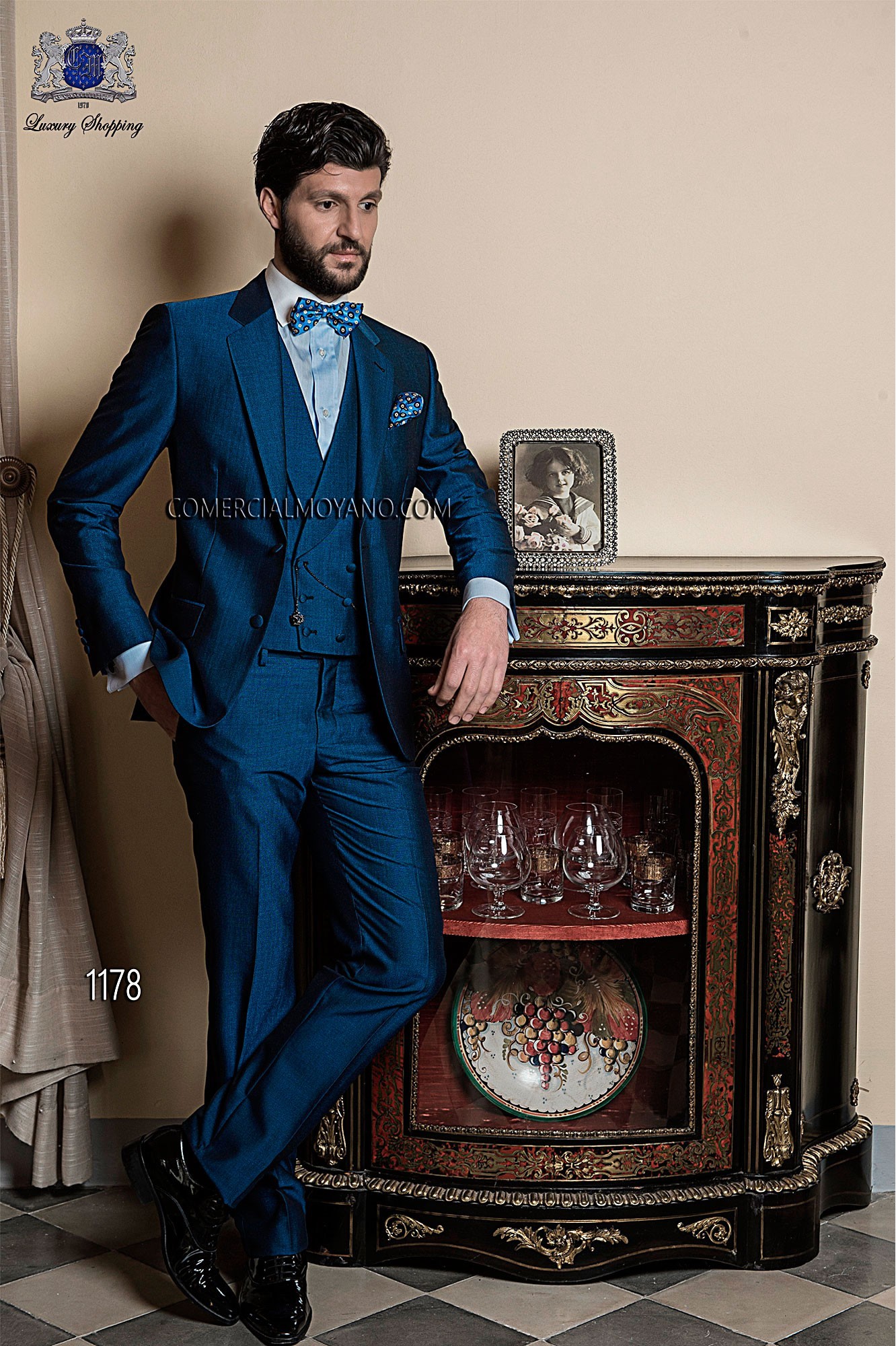 Gentleman blue men wedding suit model 1178 Mario Moyano