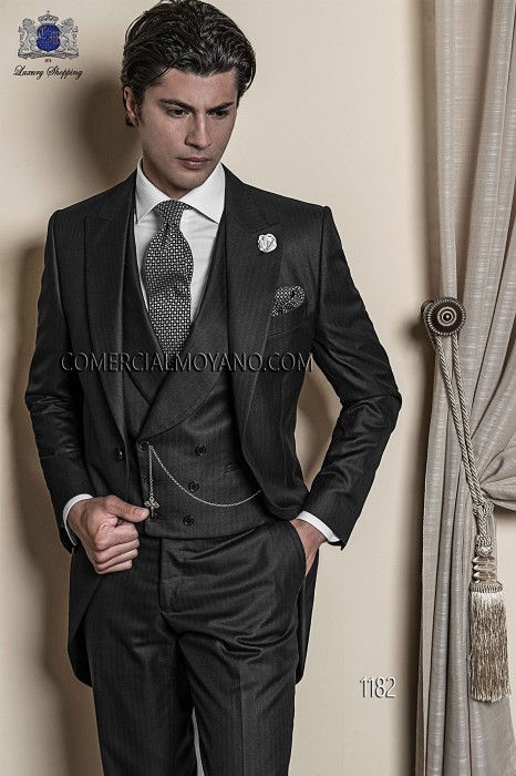 charcoal gray morning wedding suit 1182 Mario Moyano