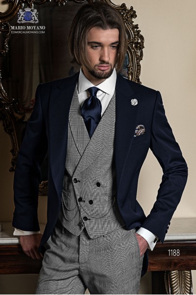 Italian blue short frock wedding suit 3pz