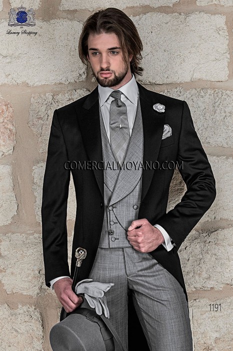 Italian black wedding morning suit
