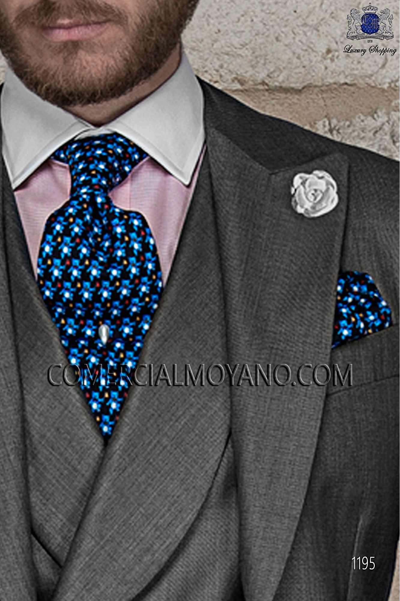 Italian gentleman grey men wedding suit, model: 1195 Mario Moyano Gentleman Collection