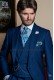 blue fil a fil short frock groom suit 1198 Mario Moyano