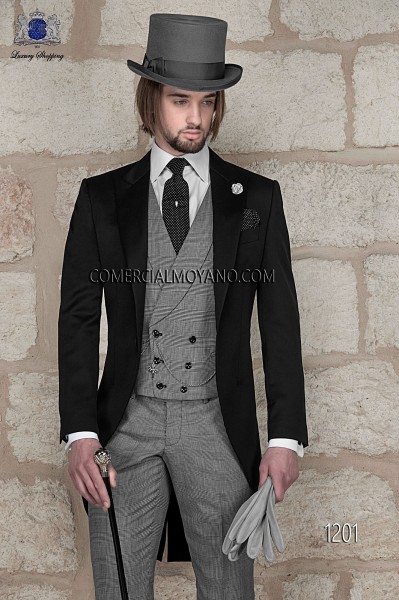 Italian bespoke black wedding morning suit