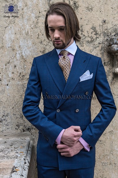 blue double breasted groom suit 1203 Mario Moyano