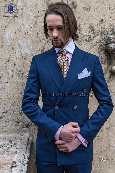 blue double breasted groom suit 1203 Mario Moyano