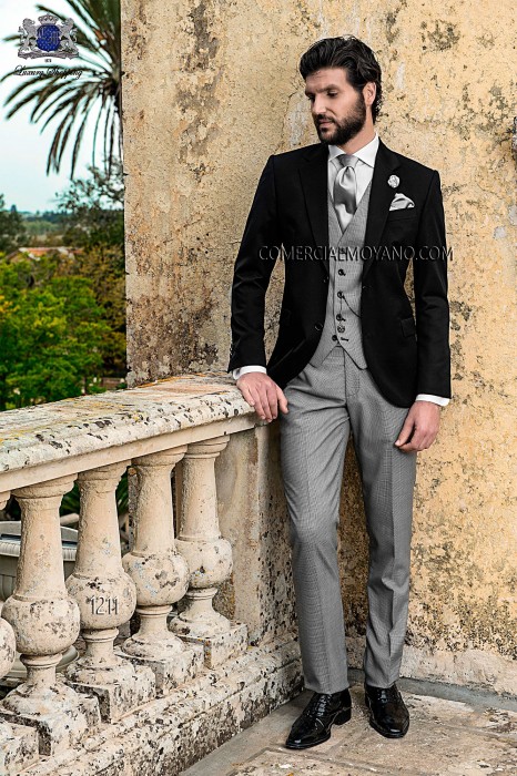 Bräutigam Anzug, schwarz, aus reiner extra satinierter Wolle 1211 Mario Moyano