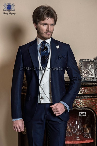 bespoke marine blue groom suit 1293 Mario Moyano