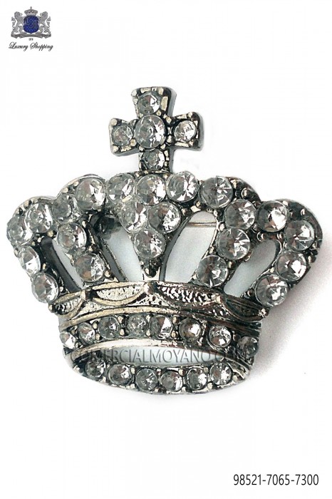 Crown brooch with crystal rhinestones