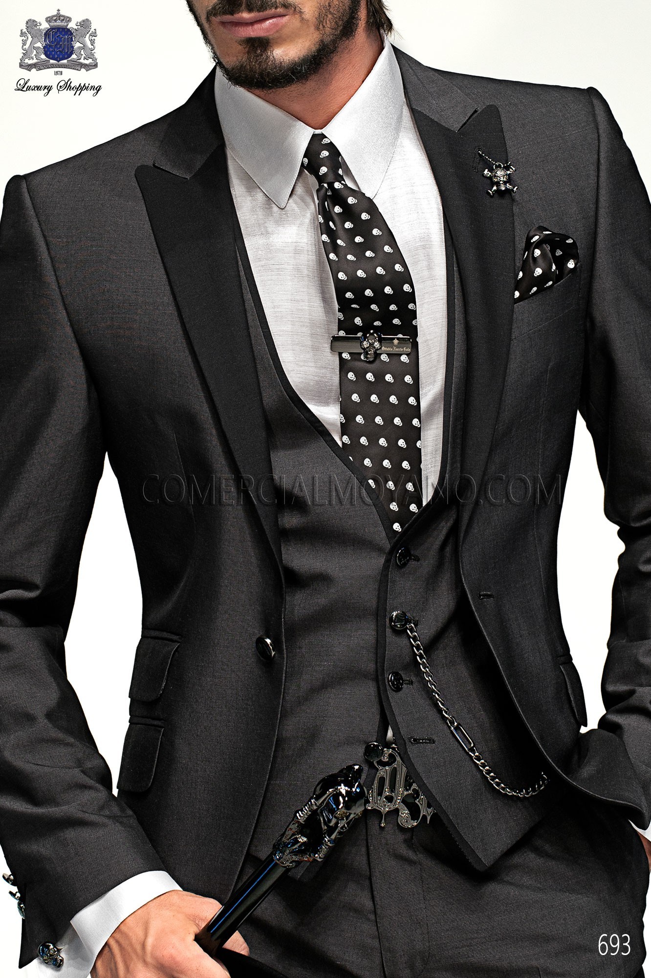 Italian emotion charcoal gray men wedding suit, model: 693 Mario Moyano Emotion Collection