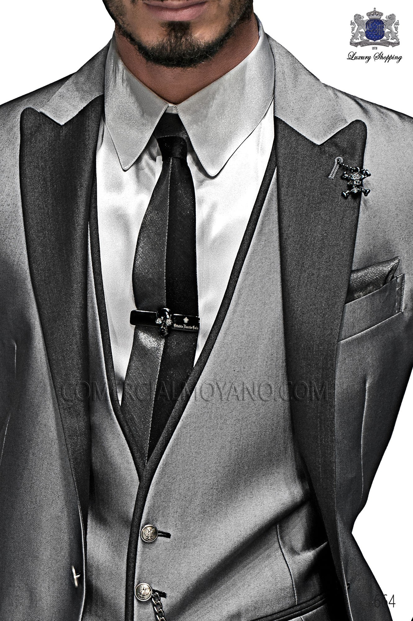 Italian emotion anthracite gray men wedding suit, model: 664 Mario Moyano Emotion Collection
