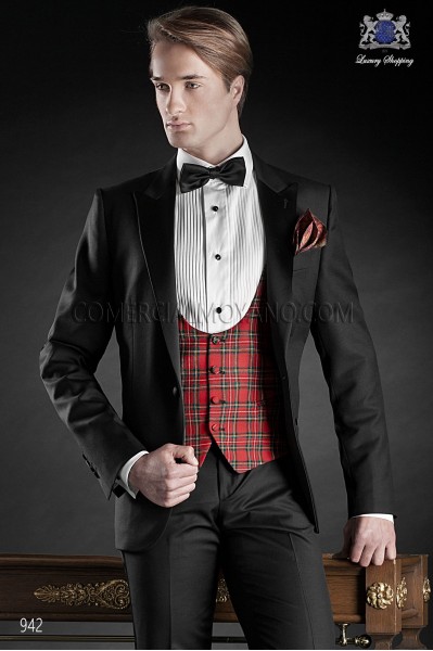 Italian blacktie black men wedding suit style 942 Mario Moyano