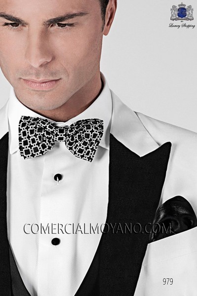 Black and white silk bow tie 10272-9000-8092 Ottavio Nuccio Gala.