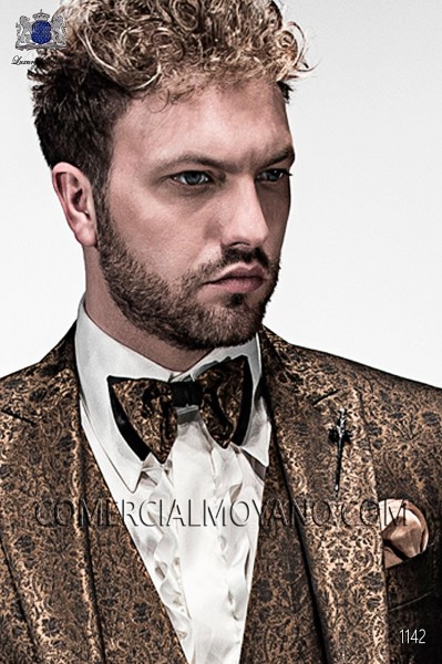 Old gold bicolor bow tie 10289-5175-2100 Ottavio Nuccio Gala.