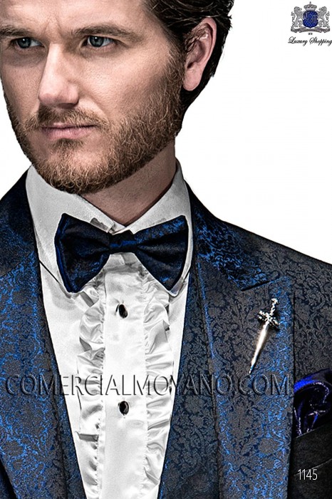 Blue bicolor bow tie 10289-5175-5000 Ottavio Nuccio Gala.