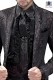 Black satin tie with bronze drako embroidry and handkerchief